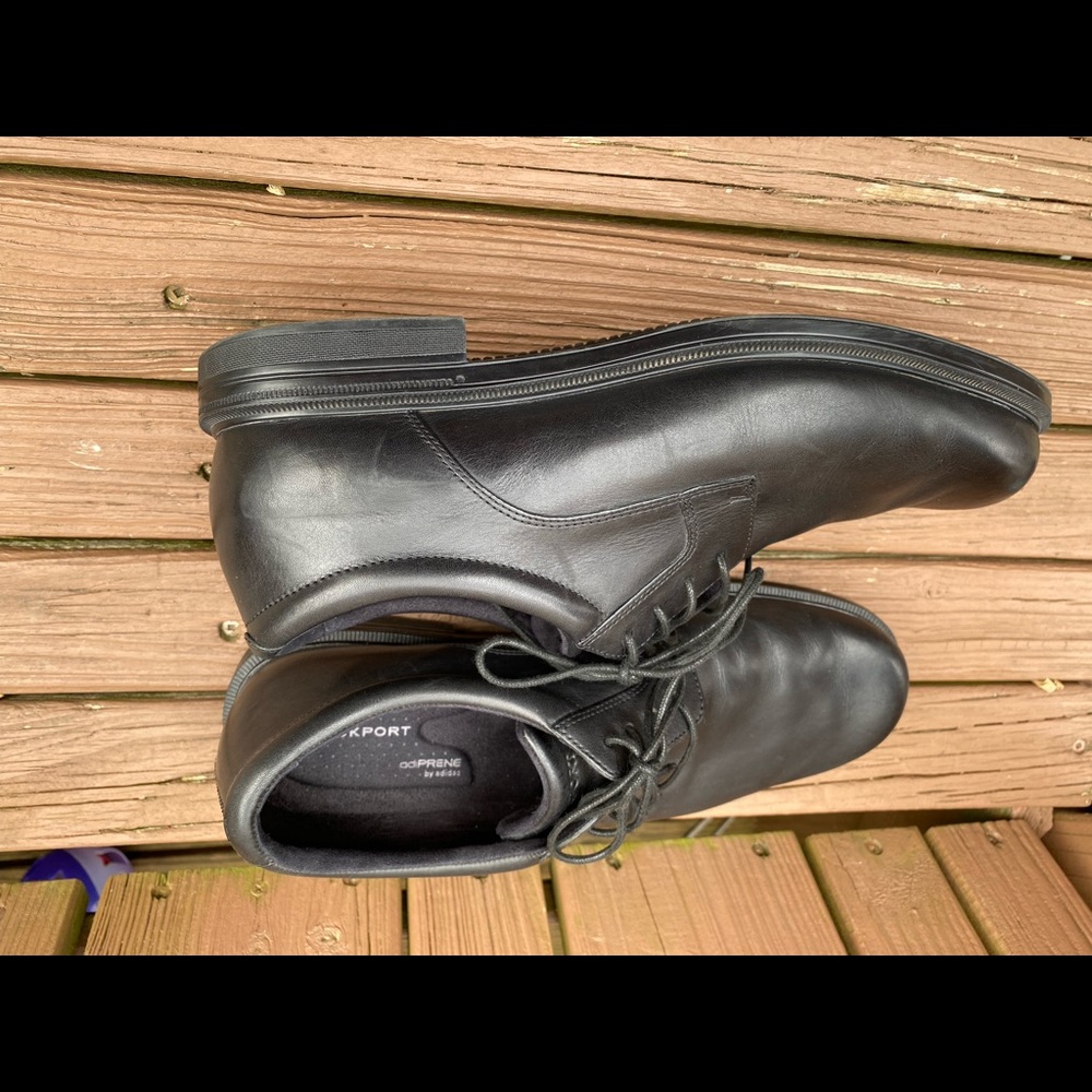 HOST PICK Mens Rockport Black Plain Toe sz11.5 Lace up Dress Shoes. HOST PICK